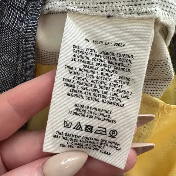 Cartonnier Anthropologie cream & navy blue striped Charlie crop flare pants, 6 - Picture 7 of 14